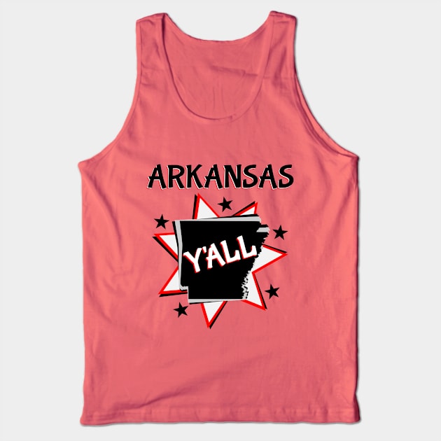 Arkansas State Map Y'all Tank Top by mailboxdisco